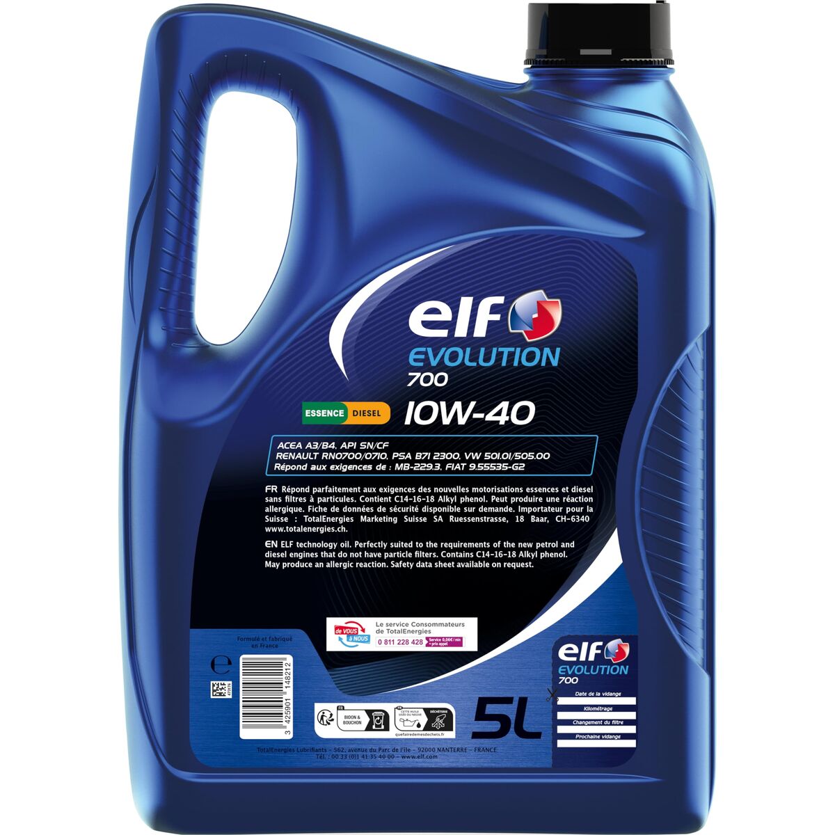 Elf Olio Per Motore Auto Elf Evolution 700 10W40 5 L