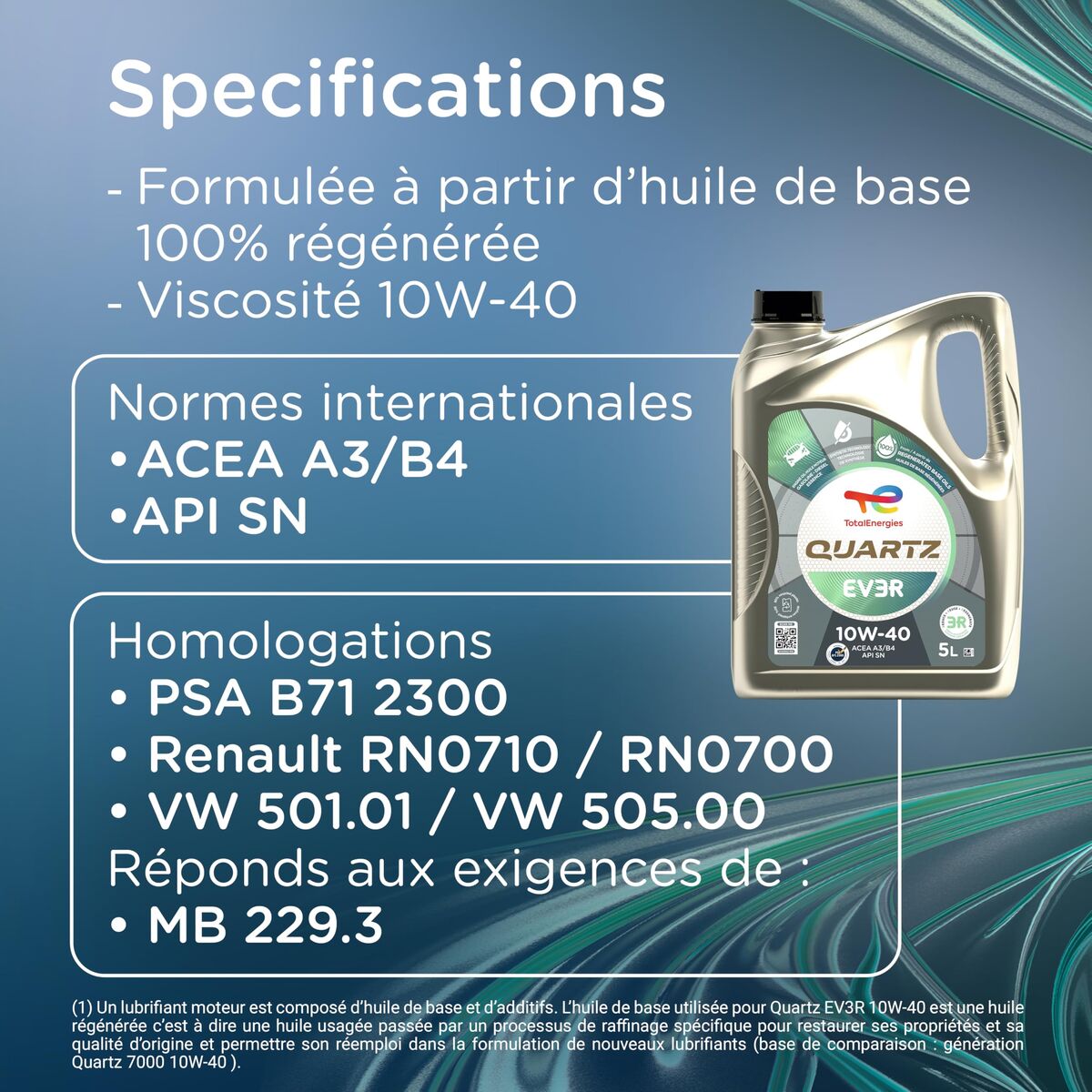 Totalenergies Olio Per Motore Auto Totalenergies Quartz Ev3R 10W40 5 L