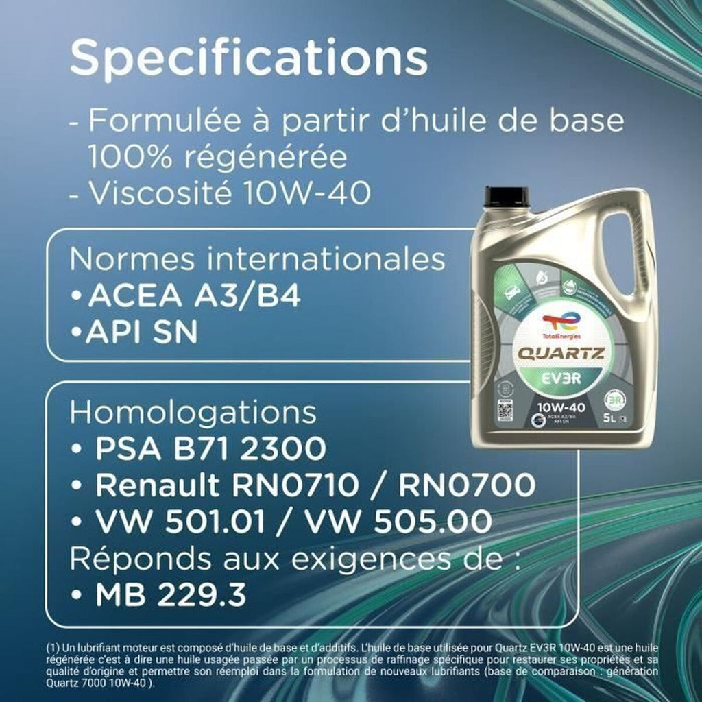 Totalenergies Olio Per Motore Auto Totalenergies Quartz Ev3R 10W40 5 L