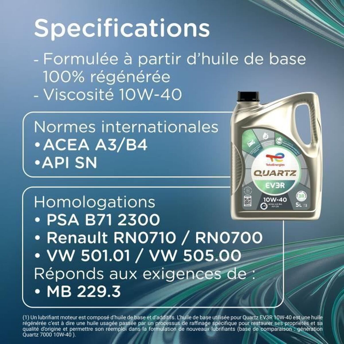 Totalenergies Olio Per Motore Auto Totalenergies Quartz Ev3R 10W40 5 L